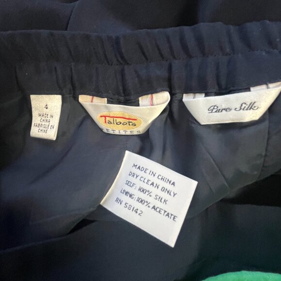 Talbots Pure Silk Navy Lined Straight Legged Pants 4 - Picture 3 of 4